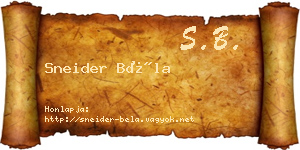 Sneider Béla névjegykártya